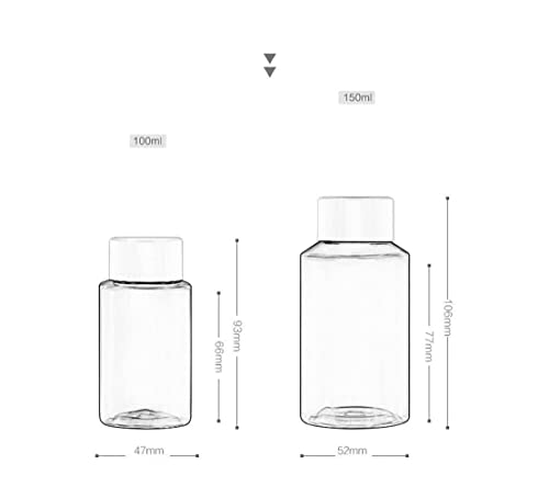 4 frascos vazios de plástico com tampas, botijas Refillabel com tampa de rosca, recipiente de cosmét