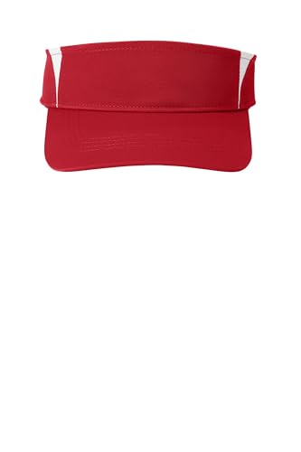 SPORT-TEK Unisex Dry Zone Nylon Colorblock Visor | 5 Panel Visor Hat for Men & Women, Low Profile Fit with Moisture Wicking Technology & Hook & Loop Closure