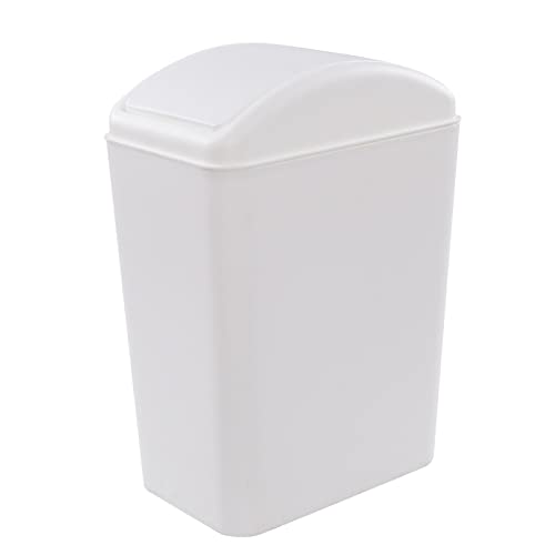 Image of 4.5 Gallon Plastic Trash Can with Swing Lid, Slim Swing Top Garbage Can, White