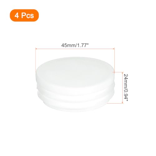 Image of uxcell 1-3 /4(45mm) Round Plastic Plug, 4 Pcs White Pipe Tubing End Cap Plastic Plug Cap Insert Glide Insert for Metal Tubing Fence Table Chairs Furniture