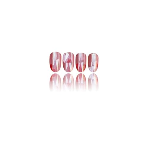 Image of Pink Glitter Press on Nails Short Almond Fake Nails Red Heart Glue on Nail Press ons with Design Shiny Glossy Full Cover Valentines Stick on Nail for Women Manicure 24Pcs