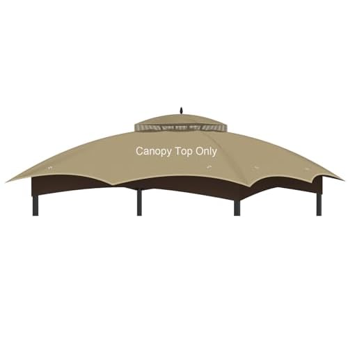 Replacement Gazebo Canopy Top Cover for 10 x 12, Double Tiered Waterproof Canopy Roof for Lowe’s Allen Roth Gazebo #GF-12S004B-1 (Khaki)