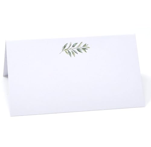 100 Count Spring Greenery Branch Floral Place Cards Blank Table Name Cards for Wedding Reception Dinner Party Events