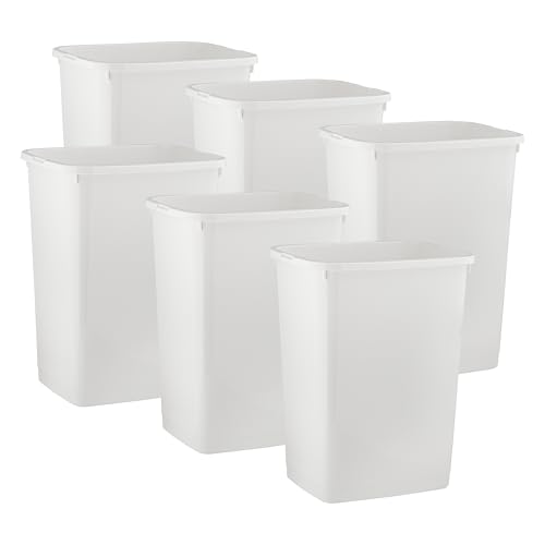 Superio Large Kitchen Trash Can 13 Gallon, 52 Qt Waste Bin for Kitchen, Garage, Indoor and Outdoor Trash Can (6, White)