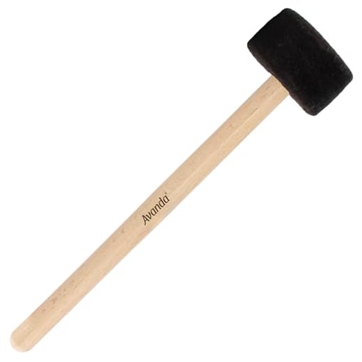 Mazo/badajo Avanda con cabeza de fieltro duro Ø 7 para golpear cuencos tibetanos y gongs. Mango de palisandro natural. Fabricado sin tornillo. Para uso profesional.