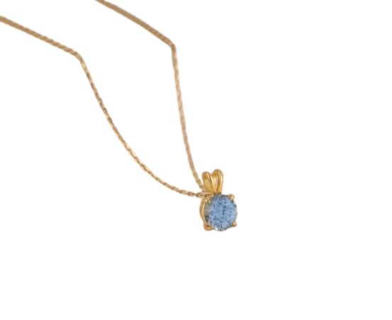 Collier en aigue-marine de 8mm, or jaune et argent 925 fait main