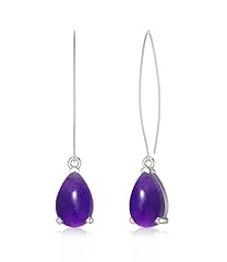 Teardrop-White Gold Plated Amethyst