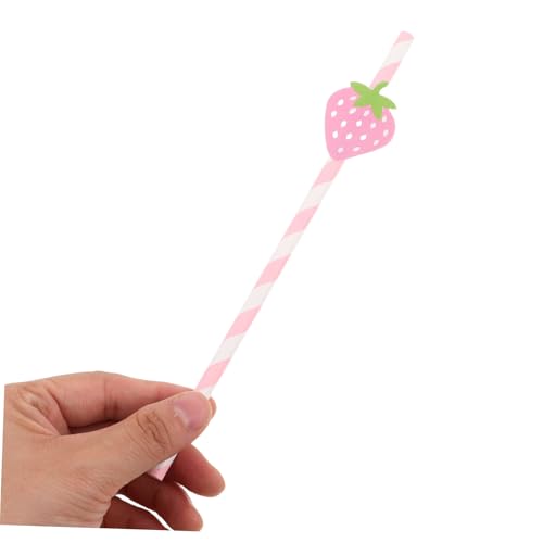 Beavorty 50 pitillos de papel diseño fresa rosados miniatura 4