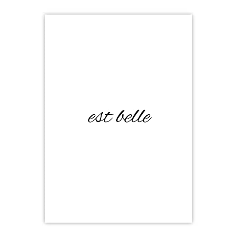 Close Up Póster con texto Est Belle – DIN A4 (21 x 29,7 cm) – Decoración de pared premium – Impresión artística para pared – Decoración atlética