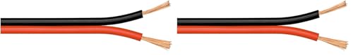 goobay 67728 Cable enceinte hifi 10 mètres - Cable 2x0.75mm2 avec conducteur - Câble Audio avec Marque de Polarité rouge - noir (Lot de 2)