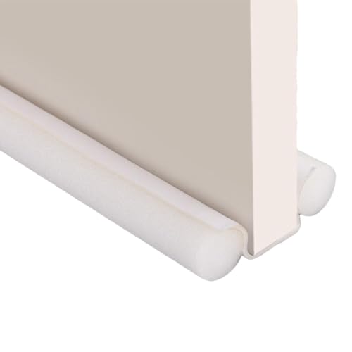 Bloqueur de courants d'air de bas de porte isolant adhésif blanc 95cm