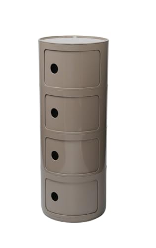 Componibili 2/3/4 Portes,Table D'appoint Léger Et Pratique Table De Chevet Plastique RondeÉtagères avec Tiroirs & Porte Coulissante - Armoire Rangement...
