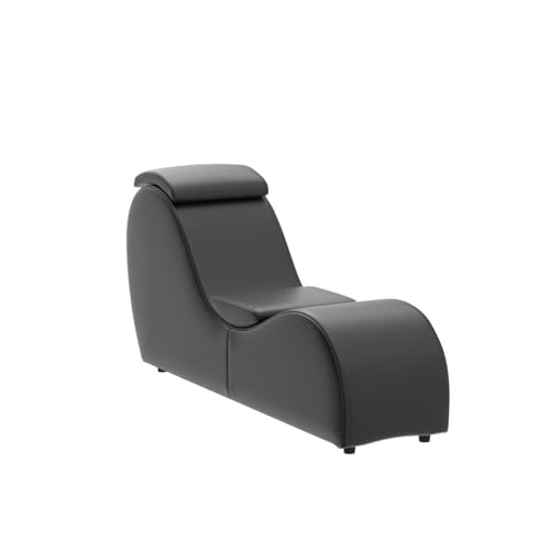 ijuicy Modern Curved Chaise Lounge Chair for Stretching and Relaxation, Faux Leather Yoga Chair with Adjustable Cushion, Black