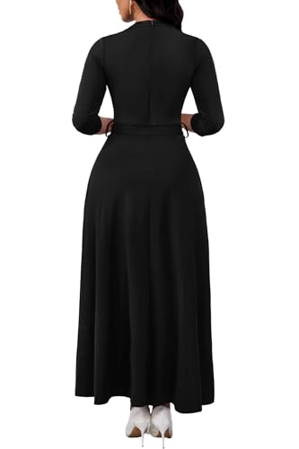 Image of FANDEE Maxi Dress for Women, Casual V Neck 3 /4 Sleeve Long Dresses with Pockets