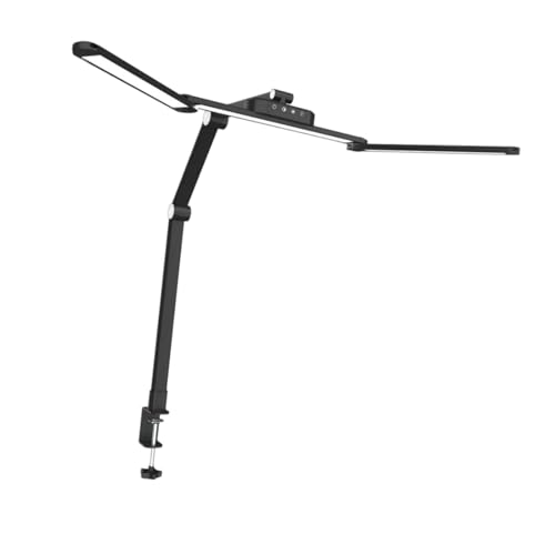 LOVIVER Lampada da tavolo a LED con morsetto, lampada da tavolo con telecomando, girevole, dimmerabile, temperata, per camera da letto, banco da lavoro,