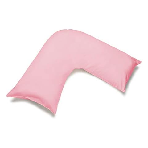 M Fabrics Poly-Cotton Plain Dyed V Pillowcase Cover - Easy Care, Machine Washable - Available in 25 Colours - V Shaped Pillow Case 81x38cm (Baby Pink) Cover