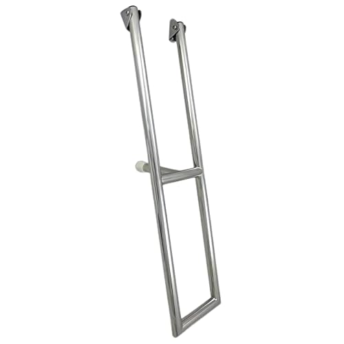 White Water 2-Step MacGregor Sailboat Ladder – 304 Stainless Steel Folding Transom Mount Boarding Ladder with Non-Slip Steps and Mounting Hardware for Marine and Freshwater Use
