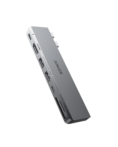 Anker 547 USB-C Hub (7-in-2) for MacBook - Compatible With Thunderbolt 4 USB C Port, 4K HDMI, USB C and 2 USB A Data Ports for MacBook Pro 13 Inch, Air M1 / M2, and More