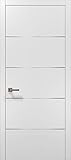 SARTODOORS Modern White Modern Door 32x80 with Strips | Planum 0020 Matte White | Frame Trims Lever Satin Nickel Hardware | Closet Solid Core Door