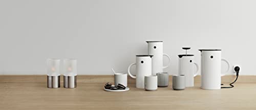 Stelton Isolierkanne EM77 0,5 liter - Doppelwandige Isolierkanne für heiße/kalte Getränke - Tee- & Kaffeekanne mit Glaseinsatz, Magnetverschluss, Schraubdeckel, Vintage-Design - 0,5 Liter, Weiß