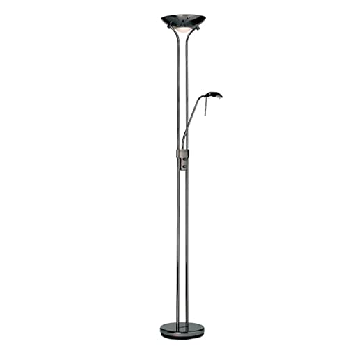 Endon Rome 230W & 33W Black Chrome & Opal Glass Mother & Child Task Floor Light & Uplighter