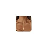 Lyncory Gold Necklace for Women Dainty Long Circle Pendant 14K Gold Plated Dainty Charm Drop Y Necklace Adjustable for Women Simple Trendy Jewelry Gifts