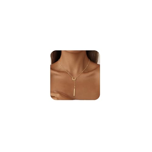 Gold Necklace for Women Stack Diamond Pendant 14K Gold Plated Dainty Charm Choker Necklace Adjustable for Women Layered Trendy CZ Jewelry Set Gifts