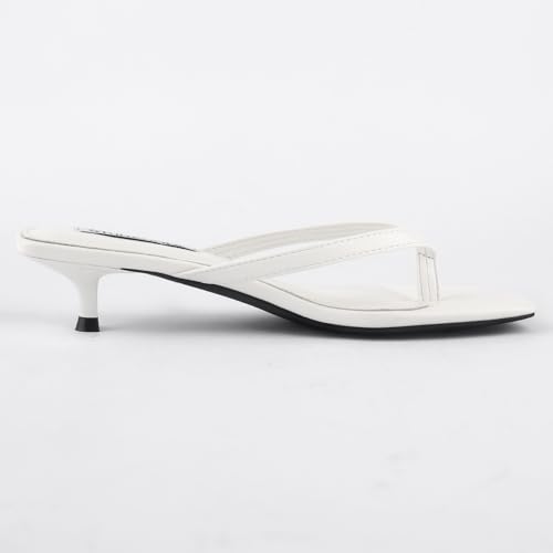 Image of STUNAHOME Kitten Heels Sandals for Women Cute Summer Square Open Toe 1.4 Inches Comfortable Thong Flip Flop Heels