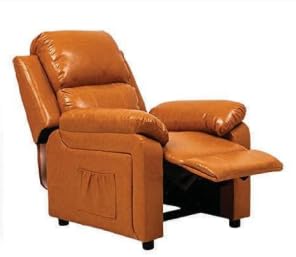 Comfortable Leatherette Recliner Chair with Footrest, Orange, 80cm x 90cm x 110cm