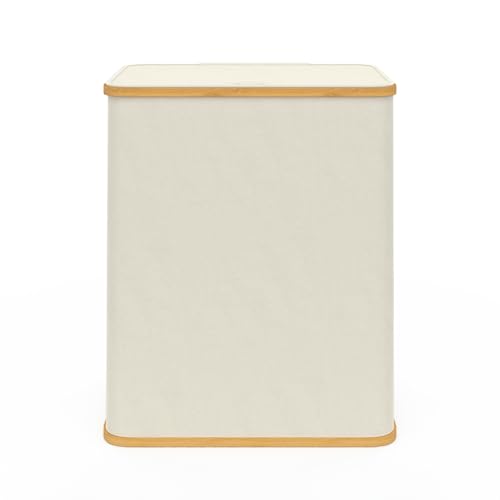 Panier à linge 140 2 bacs amovibles bambou RITA tissu écru - vue 3