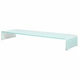  Festnight Glas Monitorst?nder  TV Glasaufsatz Monitor Erh?Hung  Wei? 100 x 30 x 13 cm 12mm