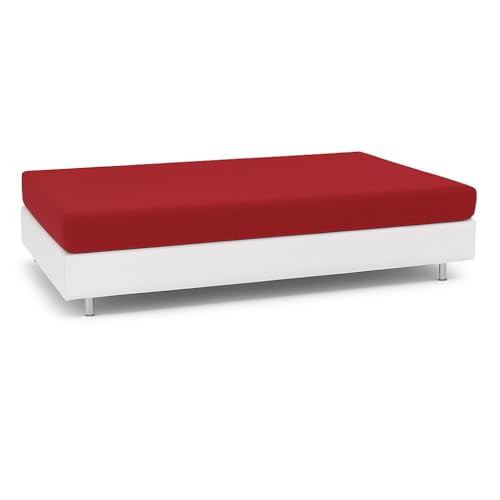 BIANCALUNA - Copriletto elastico Living Genius tinta unita Anti Macchia - Divano Letto Singolo da 90 a 200 cm Made in Italy - Rosso