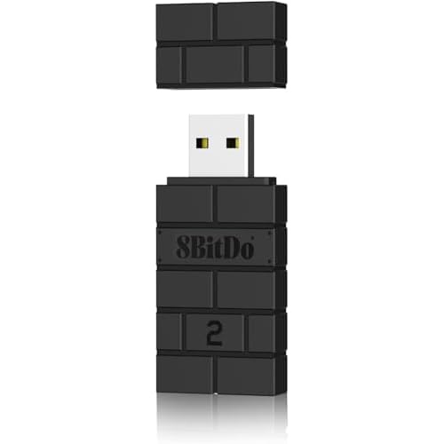 8Bitdo Wireless USB Adapter 2, Bluetooth Adapter für Switch,Xbox One/Xbox Series X & S,PS5,PS4,PS3 Controller auf Switch OLED/Switch,PC,Android TV-Box,Raspberry Pi,Retrofreak mit OTG Kable（Schwarz）