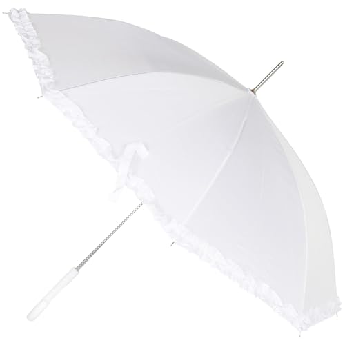 A2Z Ladies White Wedding Umbrella Vintage Frill Bridal Parasol Auto Open Walking Stick Waterproof Ruffle Lace PU Handle Soft Grip Sturdy Zinc Metal Frame Perfect for Brides Outdoor Event Canopy Brolly