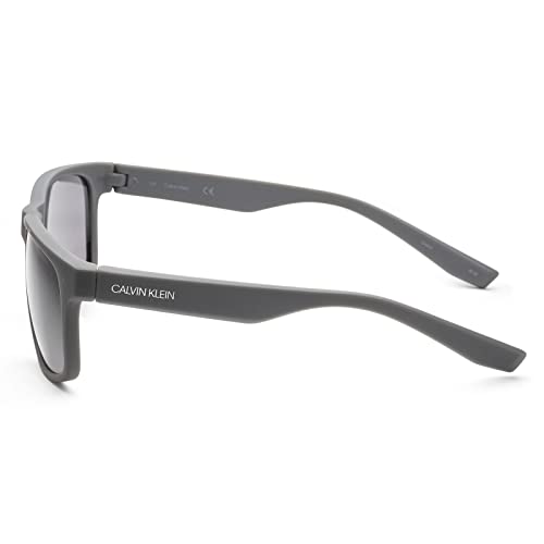 Calvin Klein Men's CK19539S Rectangular Sunglasses, Matte Grey/Grey, 59 mm2