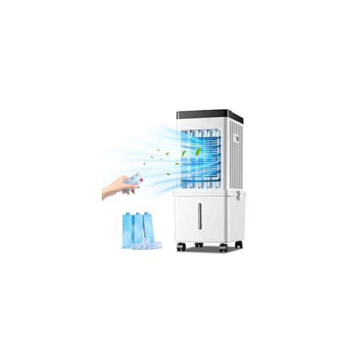 4-in-1 Portable Air Conditioner, Fast Cooling Evaporative Air Cooler, Ultra Quiet with 3 Wind Speeds, 8L Large Water Tank & Remote Control, Air Conditioner Portable for Home Bedroo image 1