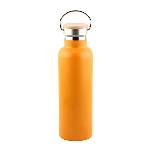 Ruilogod Botella de acero inoxidable con aislamiento al vacío doble para viajes, ciclismo, agua, té, bebida, 600 ml, naranja (id: f12 213 926 b19 0d2)