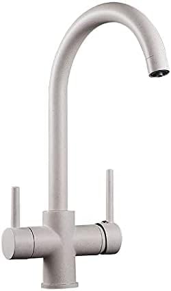 Commercial Nickel Kitchen Faucet with Direct Drink Tap Swivel Handheld Shower and Dual Spout Mixer Crane Ideal for Bar or Farmhouse Sink Hot and Cold Water Compatibility