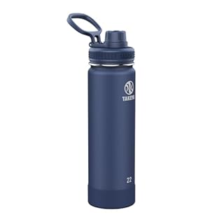 Takeya Actives Water Bottle with Spout Lid - Bottle with Double Stainless Steel Insulation - Dishwasher Safe & BPA-Free - Bottle with Spout Lid & Removable Bumper - 22 oz, Midnight Blue