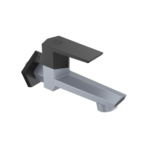 Image of RN Bib Cock Long Body Foam Flow Water Tap for Bathroom & Kitchen with Flange Superior Plastic Taps (PTMT) RNG2009B33 Metallic Grey-Black Dual | 15mm(1 /2 inch) Cartridge