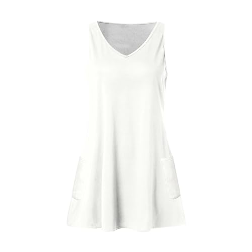 Image of Summer Dresses for Women 2026 Casual V Neck Sleeveless Sundresses Boho Beach Tank Dresses with Pockets