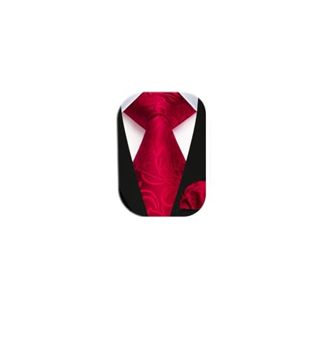 Image of HISDERN Men Floral Ties Woven Classic 3.4 inch Necktie Set Formal Tie Pocket Square for Wedding with Handkerchief Gift Box