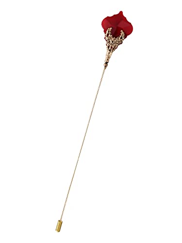 Image of Alilang Women's Hat Pin Golden Retro Hollow Out Design Inlaid with Synthetic Ruby Stick Pin Suit Pin for Men Women