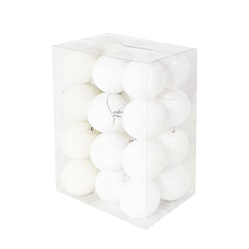 Kit C/24 Bolas de Natal Lisas/Foscas/Glitter de 6cm - Branca