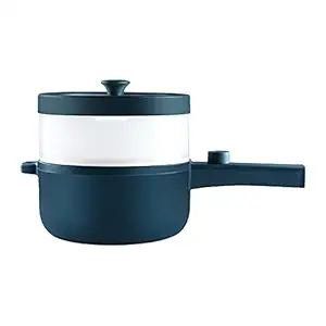 Decdeal 1.8L Electric Hot Pot 220V Electric Cooker Skillet Non-Stick Rapid Noodles Cooker with Lid for Steak Egg Fried Rice Ramen Soup with 2 Modes Temperature Control