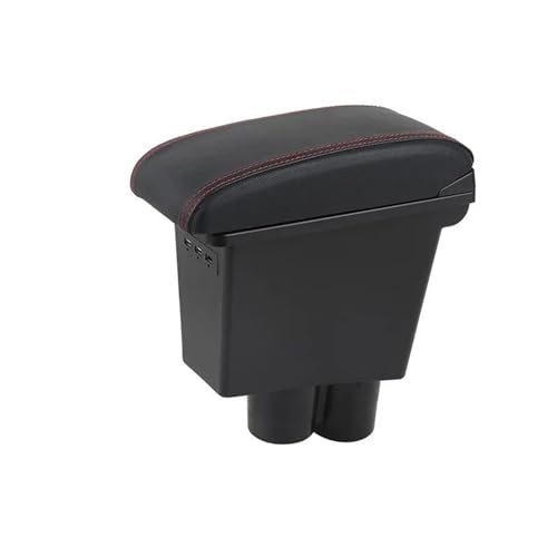 car interior decoration box Car Armrest Box Accessories Car Armrest With Usb Piece Strorage Box Car-styling Center Console For Suzuki Alto (Color : A-black red 3 usb)