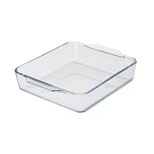 Signoraware Bake 'N' Serve Square Bakeware Safe and Oven Safe Glass Dish Tray | Borosilicate Glass Bowl Container | Microwave Oven Safe Baking (575ml, Set of 1, Clear)