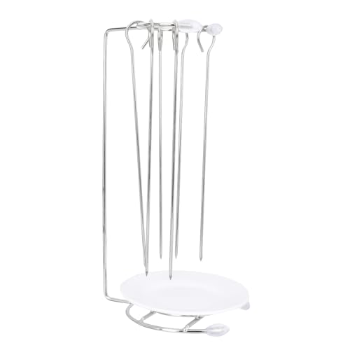 Yardenfun Support de Brochettes Inox pour Barbecue Rack Suspendu et Pratique Accessoire pour Maison Camping et Restaurants avec Aiguilles Renforcées
