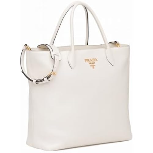 Prada White Calfskin Leather Shopping Bag – Style 1BG006 V OVZ 2BBE-F0YGN – Luxury Designer Tote Handbag for Women