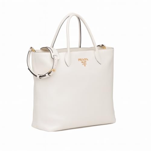Prada White Calfskin Leather Shopping Bag – Style 1BG006 V